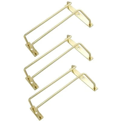 Image of zoohot 7 Inch Gold Wine Glass Rack Under Cabinet Stemware Holder for Bar Kitchen (1 Rows, 3 Pack)