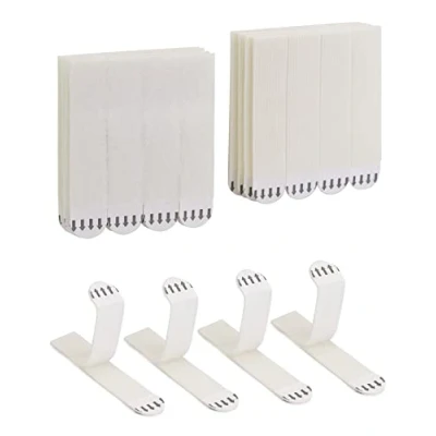 Image of QWORK® 32 Pairs (64 Strips) Large Hook and Loop Picture Hanging Strips Heavy Duty 93mm x 19mm Adhesive Tape Damage Free Removable Mounting Strip for Frame