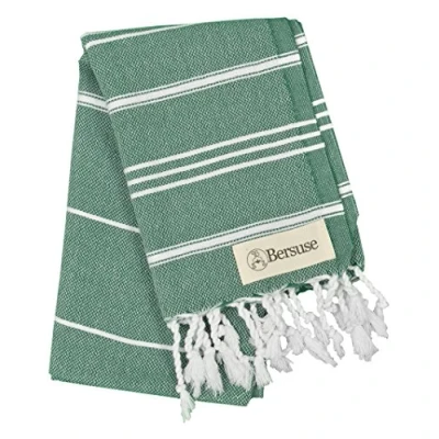 Image of Bersuse 100% Cotton Anatolia Turkish Hand Towel Forest Green