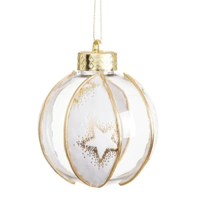 Image of BigBuy Christmas Baubles White Transparent Gold Plastic Woven Stars 8 x cm (4 Units)