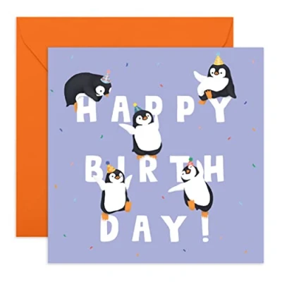 Image of Central 23 Birthday Card for Her Penguin Letters Cute Animal Cards Boys and Girls Happy Men Women Comes with Fun Stickers Recyclable