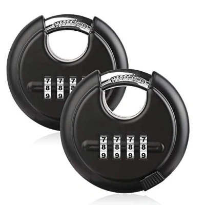 Image of DAYGOS Heavy Duty Combination Padlock Outdoor Stainless Steel Disc Lock, Weatherproof Lock for Gate, Shed, Garage, Locker(Black, 2pcs)