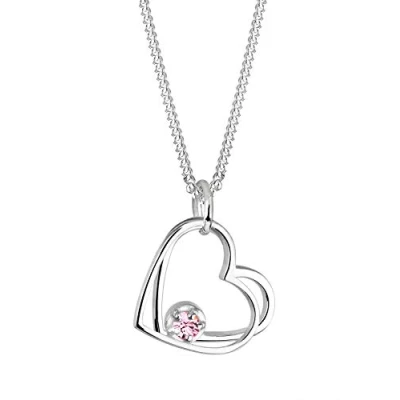 Image of Elli Heart Women Silver Crystal Pendant Necklace of Length 45 cm 0107671012_45