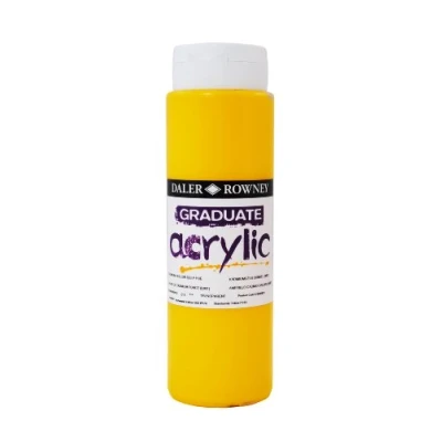 Image of Daler Rowney Graduate Acrylic Paint, Plastic Bottle, 16.91oz 500 ml, Cadmium Yellow Deep Hue