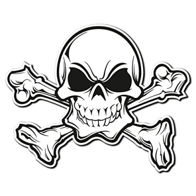 Image of 2 x Glossy Vinyl Stickers Skull Jolly Roger Bones iPad Fun Laptop Decal #4011 (10cm Wide 8cm Tall)