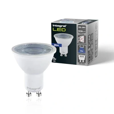 Image of Integral LED 4 Pack GU10 Blue Colour Spotlight Bulb 5W (50W Equivalent), 40 Beam Angle Suitable for Displays, Restaurants, Hotels, Gardens, Decoration &amp; Mood Lighting.
