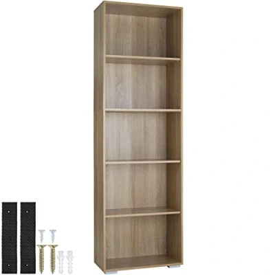 Image of TecTake 800842 LEXI Bookcase with 5 Shelves Shelving Storage Living Room Furniture 60 x 30 190 cm (Oak)