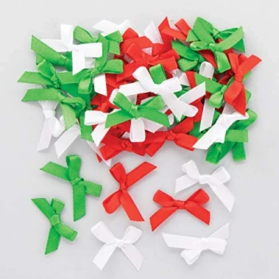 Image of Baker Ross AX298 Christmas Self Adhesive Ribbon Bows Pack of 72, Bows, Great Ribbons for Crafting Kids Arts and Crafts