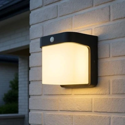 Image of CGC Lighting LED Wall Ceiling Outdoor Bulkhead Light Waterproof Shed Conservatory Garden Porch Patio Driveway Garage (Black Square PIR)