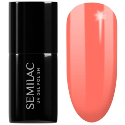 Image of SEMILAC 518 Neon Orange Nail UV Gel Polish Long Lasting and Easy to Apply Soak off UV/Led Perfect for Home Professional Manicure Pedicure 7 ml