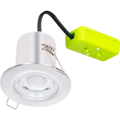 Image of Luceco F Eco Fixed Fire Rated Downlight 450Lm 5W Ip65 3000K Polished Chrome Bezel