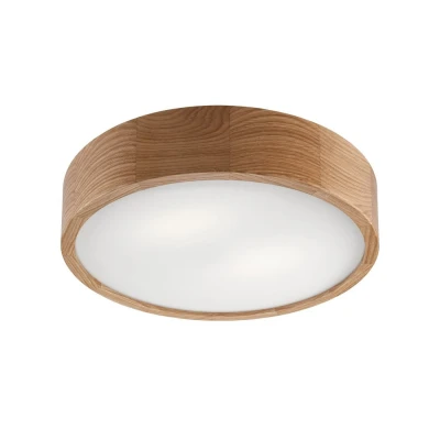 Image of Round Cylindrical Ceiling Light Oak, 2x E27