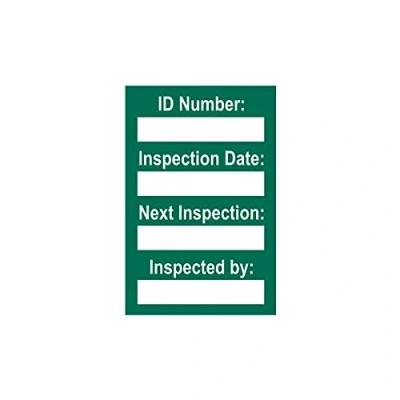Image of Harness Inspection Tag, Pack of 20, Green, Polypropylene, 31mm x 47mm