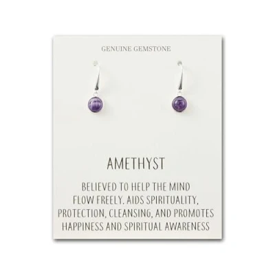Image of Philip Jones Amethyst Drop Earrings with Quote Card