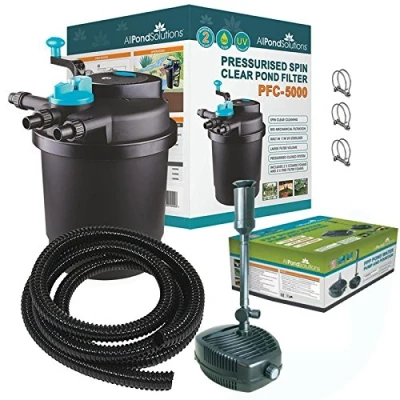 Image of allpondsolutions Pressurised Koi Fish Pond Filter Complete KIT with Pump and UV Steriliser Light All in one Ponds Up to 5000 litres PFC FOUNTAIN