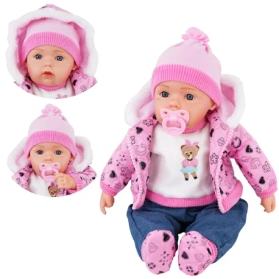 Image of Bibi Doll 20&quot; Lifelike Large Size Soft Bodied Baby Girls Boys Toy With Dummy &amp; Sounds (Neon Pink)