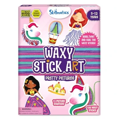 Image of Skillmatics Waxy Window Art 100 Bendable Sticks for Mess Free DIY Fun, Reusable 100% Organic Beeswax Craft Kit, Travel Friendly, Creative Gifts Girls &amp; Boys Ages 5, 6, 7, 8, 9, 10, 11, 12