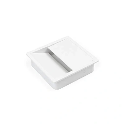 Image of Emuca Square 85x85mm (3,34x3,34 inch) Grommet for embedding in Desk or worktop, Wire Organiser Furniture, White Plastic