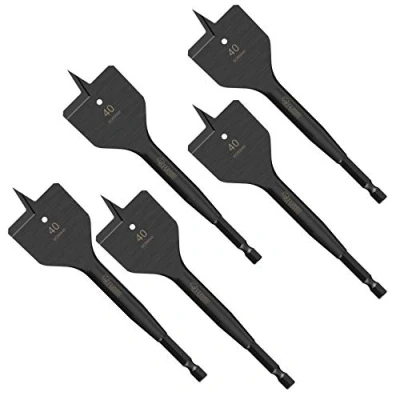 Image of 5 x SabreCut SCRIW40_5 40mm 152mm Impact Rated Flat Wood Spade Bits Compatible with Bosch Dewalt Makita Milwaukee and Many Others
