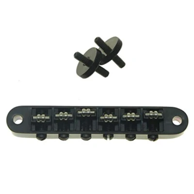 Image of KAISH Black Guitar Roller Saddle Bridge Tune O Matic For Les Paul,SG,ES Dot,Gretsch Bigsby with M4 Threaded Posts