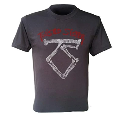 Image of Twisted Sister T Shirt Logo Rock Band Retro Men Charcoal Gray XL