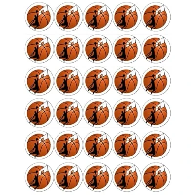 Image of Basketball Slam Dunk Cupcake Toppers Edible Wafer Paper Fairy Cake Decorations