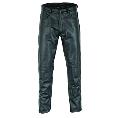 Image of Texpeed Mens Leather Casual Trousers Top Grain Motorcycle Motorbike Biker Style Jeans/Pants Black 34&quot;
