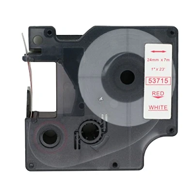 Image of BROVACS 1 Pack Red on White Label Tape Compatible for DYMO D1 53715 24mm 1&quot; OPA2415