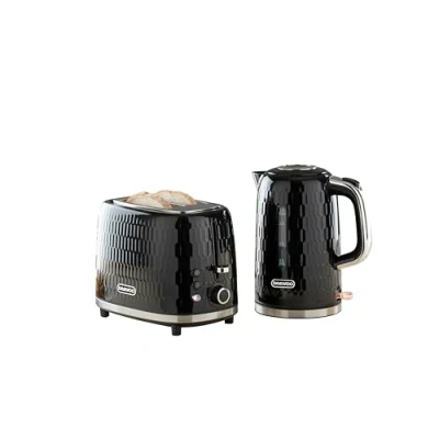 Image of Daewoo Hive Collection, Kettle &amp; Toaster Set, 1.7L With Matching 2 Slice Toaster, Safety Features, Easy Cleaning, Cohesive Kitchen Black