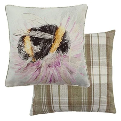 Image of Evans Lichfield Watercolour Bee Feather Filled Cushion, Multi, 43 x cm