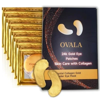 Image of Under Eye Patches (16 Pairs) 24K Gold for Puffy Eyes, Dark Circles, Bags and Wrinkles, Collagen Skin Care Products, Beauty