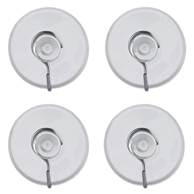 Image of THE TWIDDLERS Set of 4 Clear Waterproof Suction Cups with Movable Hook Wire to Hang Wreaths Christmas Decorations for Xmas Party Easy Install, No Drills and Nails