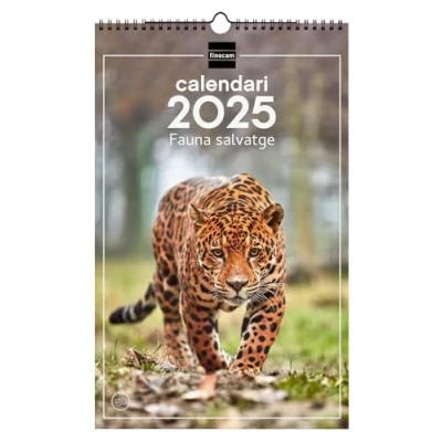Image of Finocam Calendar Spiral Wall Pictures to Write 2025 Month View January December (12 months) Catalan Wild Fauna