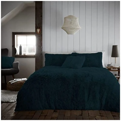 Image of GC GAVENO CAVAILIA Teddy Fleece Duvet Cover Double, Cuddle Fluffy Bedding Set, 3Pcs Thermal Warm Quilt Covers, Teal