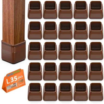 Image of 35pcs Chair Leg Floor Protectors Square, Silicone Caps with Felt Pads, for Chairs, Hardwood Floors, Protecting Floors from Scratches(Large）