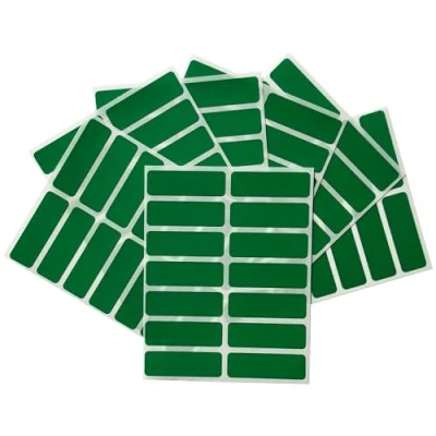 Image of Pack of 98 Green 12x38mm Rectangular Labels Adhesive Stickers