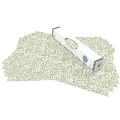 Image of the Master Herbalist Fragrant FRESH LINEN Scented Drawer Liners in a SAGE GREEN William Morris Design Pack of 5 Sheets (ROLLED) Contains Essential Oils Made UK