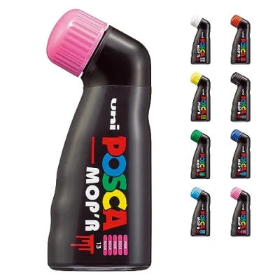 Image of Posca Uni Mitsubishi Pencil Marker MOP&#039;R Round Tip XXL 3 19mm Ergonomic Shape Half Ride Body Water Based For Any Surface (Pink)