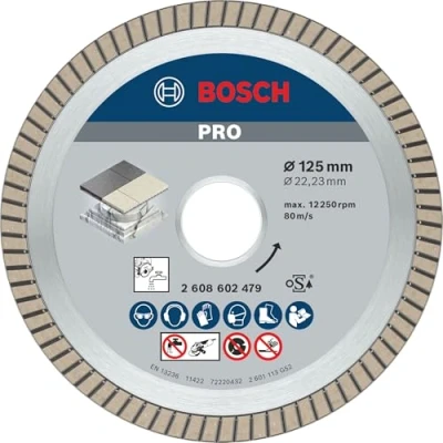 Image of Bosch 1x PRO Ceramic Extra Clean Turbo Diamond Cutting Disc for Bore 22.23 and Small Angle Grinders (for Marble, Hard tiles, Ø 125 mm, Professional Accessory Grinder, Marble Saws)