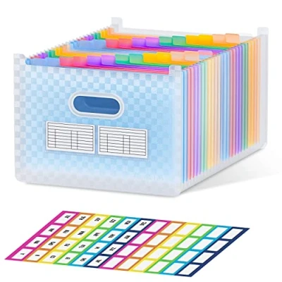 Image of ThinkTex 26 Pockets Expanding File Folder, Upright &amp; Open Top, A Z Colorful Tabs, Larger Capacity Accordion‌ Teacher Supplies Blue