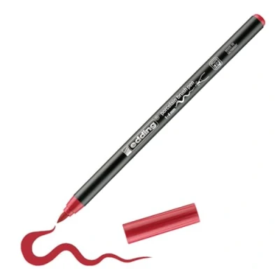 Image of edding 4200 porcelain brush pen carmine red 1 nib 4 mm felt for painting and decorating ceramics, dishwasher safe, lightfast ink, quick drying