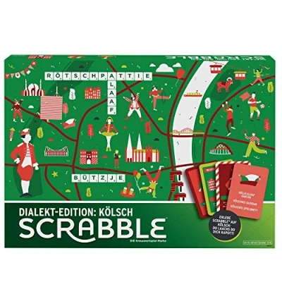 Image of Mattel Games GGN23 Scrabble Dialect Edition Cologne Word Game and Board Suitable for 2 4 Players, from 16 Years