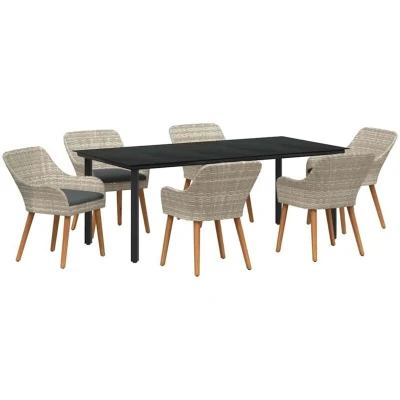 Image of vidaXL 7 pcs Light gray Black 200x100x74 cm