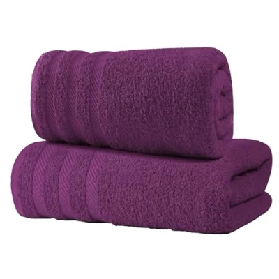 Image of 2x Large Bath Sheets Towel 100% Egyptian Cotton Bathroom Jumbo Towels Super Soft 500GSM Fast Absorbent Quick Dry Big (Purple)