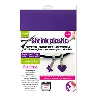 Image of Vaessen Creative Shrink Plastic, Purple, 4 Sheets, 21 x 30 cm, Fun Arts and Crafts Projects for All Ages