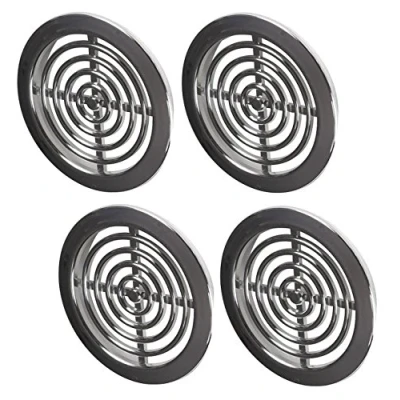 Image of 4 x Chrome Mini Circle Air Vent Grille 45mm / 1.77&quot; Round Ventilation Ducting Furniture Cover Soffit Grid T72MS