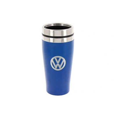 Image of BRISA VW Collection Insulated Stainless Steel Thermo Drinking Cup in Logo Design, Double Walled (450ml/15.2 fl oz/Blue)