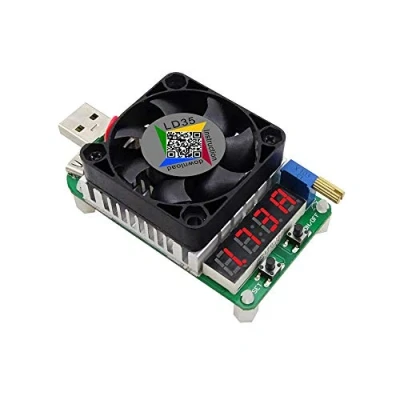 Image of DollaTek USB Load Tester Electronic Resistor Module 35W LD35 Interface Discharge Adjustable Constant Current Intelligent Temperature Control with Cooling Fan