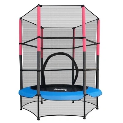 Image of GALACTICA NEW Mini Trampoline 4.5FT 55&quot; with Safety Net Enclosure Indoor Outdoor Children’s Activity Junior Blue