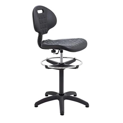 Image of Office Hippo Laboratory Desk Chair, Robust Chair For Contract Use With Adjustable Seat, Versatile &amp; Lightweight Easy Clean High Rise Static Draughtsman Black